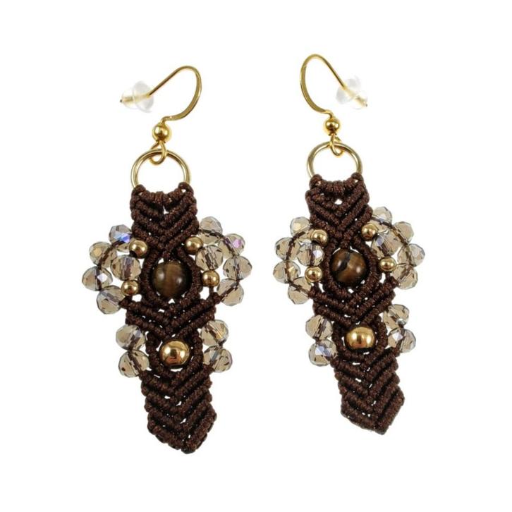 oorbellen, Sieraden, Tassen en Uiterlijk, Oorbellen, Nieuw, Hangers, Overige materialen, Bruin, Met edelsteen, Verzenden