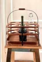 Prachtige teakhouten flessenrek/ wijnrek, metalen hengsel, Minder dan 50 cm, Zo goed als nieuw, Hout, Ophalen