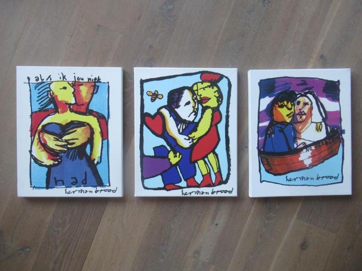 3 Herman Brood schilderijen Als ik jou niet had  No problem, Antiek en Kunst, Kunst | Schilderijen | Modern, Ophalen of Verzenden