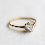 Vintage 9K gouden solitaire ring met CZ - 18,75, Ophalen of Verzenden, Zo goed als nieuw, 17 tot 18, Met edelsteen