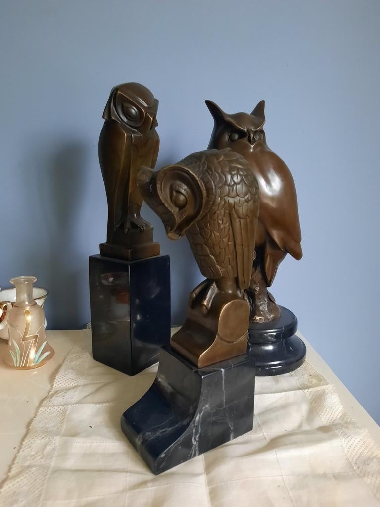 Verschillende modellen bronzen uilen  art deco stijl, Ophalen of Verzenden, Zo goed als nieuw, Dier