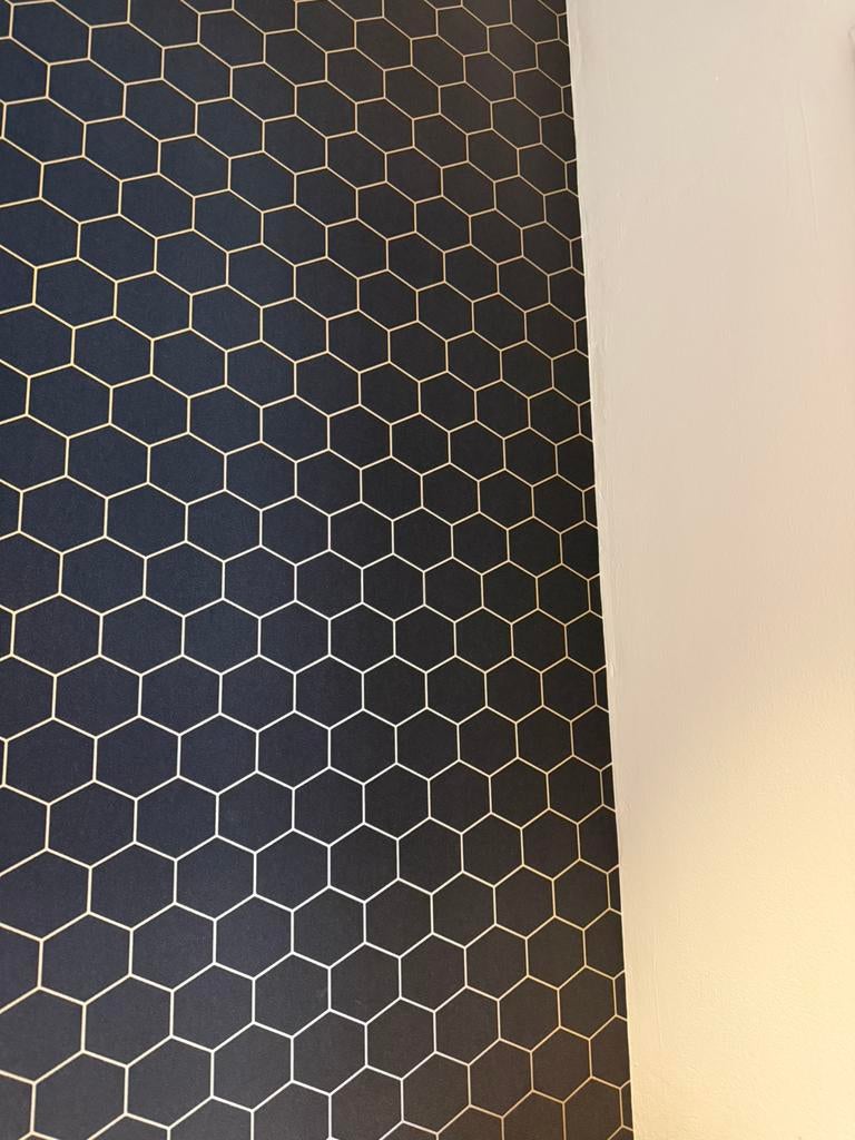 Decomode Vliesbehang Hexagon, Huis en Inrichting, Ophalen of Verzenden, Minder dan 10 m², Zwart
