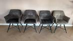 4 velvet eetkamerstoelen in grijs en taupe kleur, Ophalen