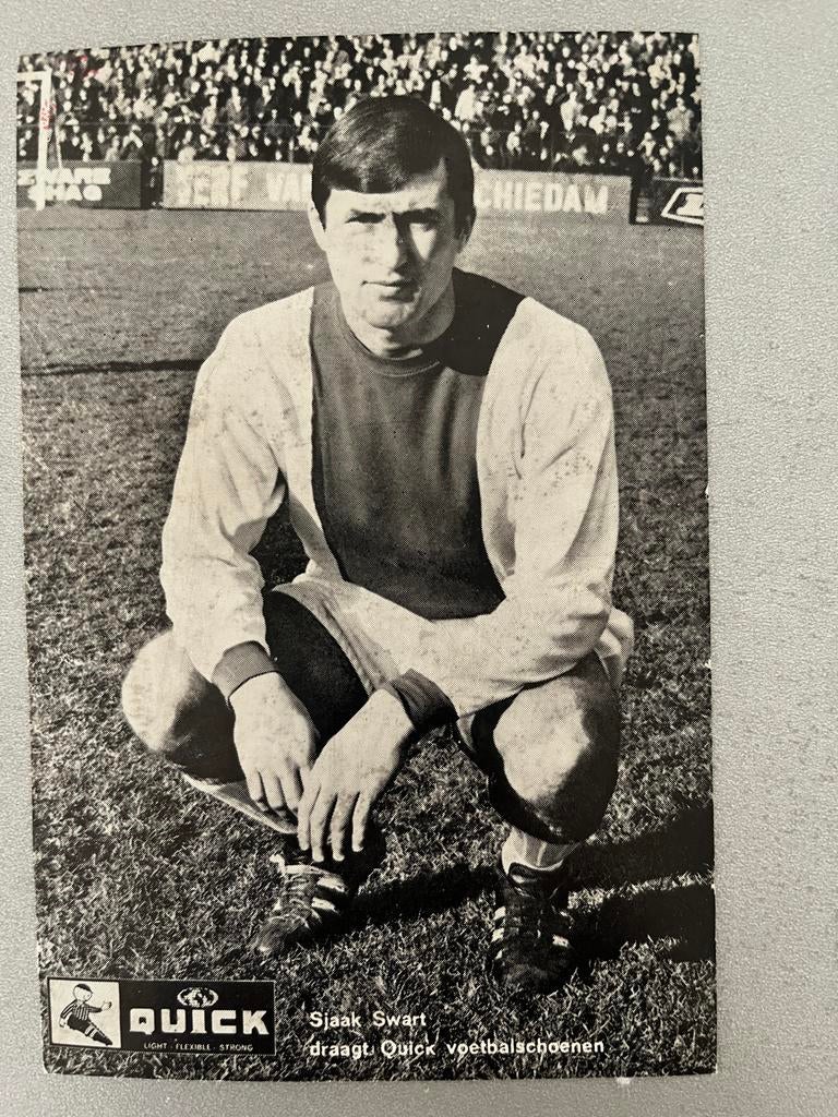 Reclamekaart Sjaak Swart - Quick voetbalschoenen, Verzamelen, Sportartikelen en Voetbal, Ophalen of Verzenden, Gebruikt, Ajax