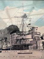 Oude tekening ingelijs Jacob van Heemskerk, Ophalen of Verzenden, Nvt, Marine, Nederland