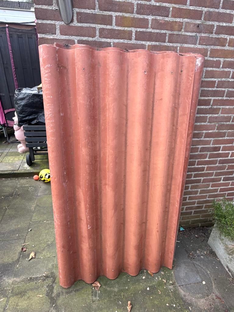 Rode golfplaten vezelcement 5x 150cm hoog, Ophalen, Overige materialen, Gebruikt, 5 tot 10 m²