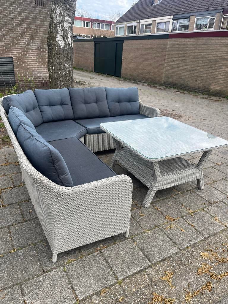Luxe Hoek Loungeset met Tafel Bezorgen is Mogelijk, Tuin en Terras, Tuinsets en Loungesets, 5 zitplaatsen, Gebruikt, Ophalen of Verzenden