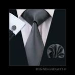 Dennis Gadgets: 100 % zijden stropdas ( 3 delig !! ) DG 0386, Ophalen of Verzenden, Nieuw, Grijs, Met patroon