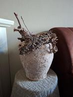 Landelijke Beige stenen pot, Tuin en Terras, Bloempotten, Ophalen, Gebruikt, Rond, Binnen