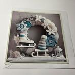 Kerstkaart krans met schaats, Ophalen of Verzenden, Zo goed als nieuw, Overige thema's