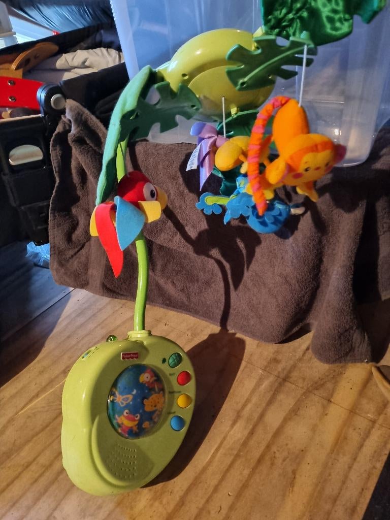 Fisher price box mobiel jungle, Ophalen, Gebruikt, Overige typen, Met geluid