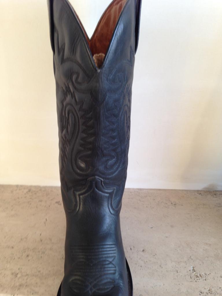 BEWERKTE ZWARTE LEREN HEREN COWBOY BOOTS/LAARZEN MAAT 41/42, Zwart, Boots, Ophalen of Verzenden, ELCHARROW