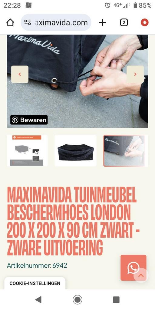 Maximavida Tuinmeubel Beschermhoes London 200x200x90 cm, Tuin en Terras, Tuinmeubel-accessoires, Ophalen of Verzenden, Gebruikt