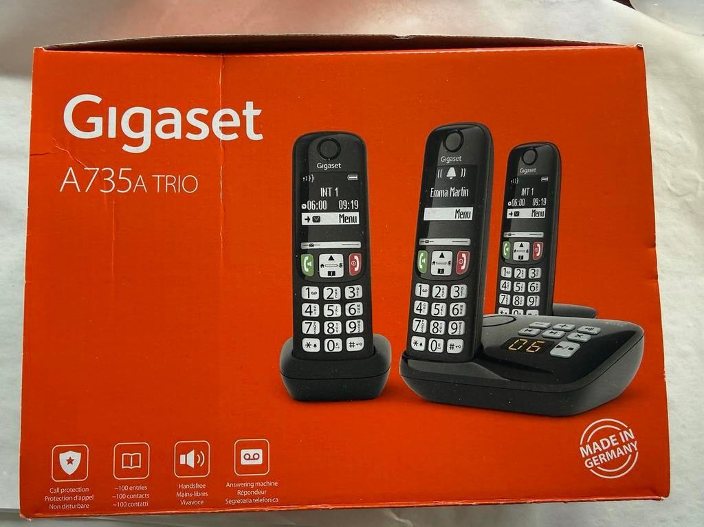 Gigaset A735A Trio DECT telefoon - Zo goed als nieuw, Ophalen of Verzenden, Zo goed als nieuw, 3 handsets