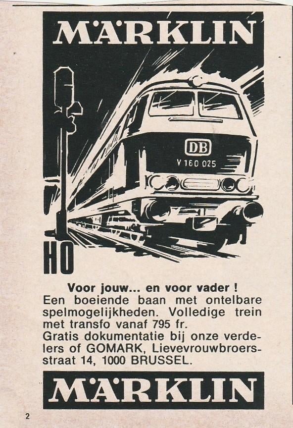 Retro reclame 1972 Märklin modeltrein trein V160, Verzenden, Overige typen