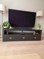 Zwart houten tv meubel met 3 lades, Huis en Inrichting, Kasten | Televisiemeubels, Ophalen, Gebruikt, 150 tot 200 cm, Landelijk