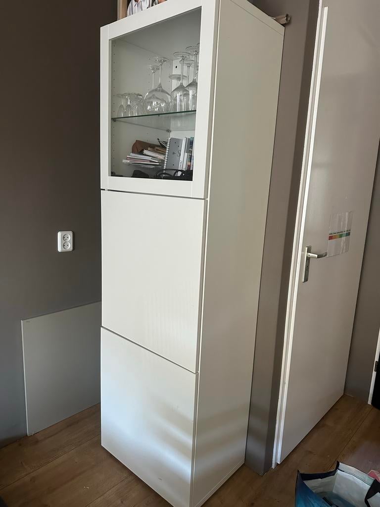 IKEA Besta Kast met deuren, wit Lappviken/wit, 60x42x193 cm, Ophalen of Verzenden, Gebruikt