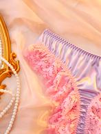 Nieuwe satijnen string maat L, Kleding | Dames, Ondergoed en Lingerie, Verzenden, Paars, String