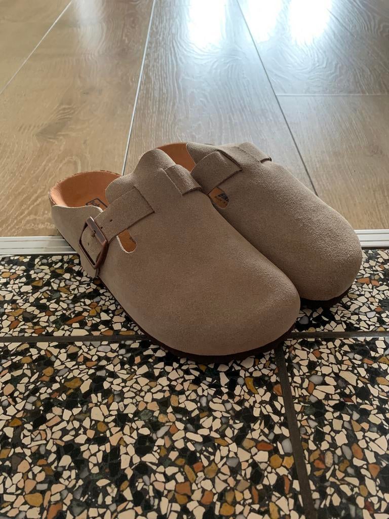 Birkenstock Boston 39 suede leren instappers muiltjes, Kleding | Dames, Schoenen, -, Beige, -, Nieuw
