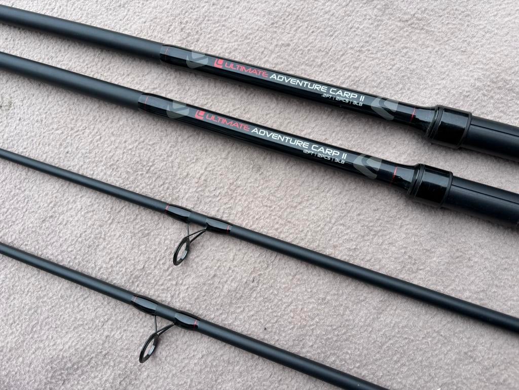 2 x ultimate adventure carp 2 12ft 3lbs karperhengels, Ophalen, Gebruikt, Werphengel