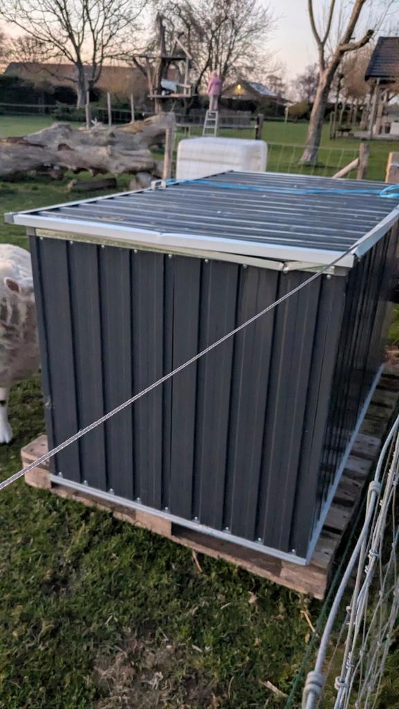 Antracietkleurige stalen tuinbox voor kussens/opslag, Tuin en Terras, Tuinmeubel-accessoires, Ophalen