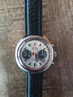 Technos gronograaf cal Valjoux 7733, Overige merken, Leer, Staal, Polshorloge