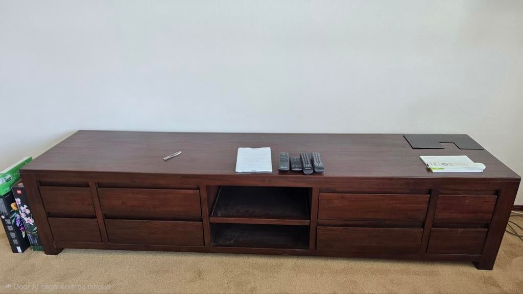 Televisiemeubel Kersenhout 222x50x49 cm, Huis en Inrichting, Kasten | Televisiemeubels, Minder dan 100 cm, 25 tot 50 cm, Kersenhout