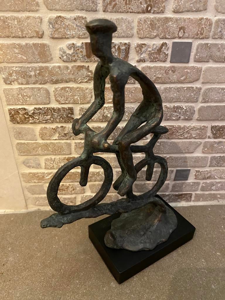 Nieuw beeld wielrenner Alpe d'Huzes fietser brons op voet., Ophalen of Verzenden