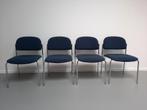 4 blauw gestoffeerde stapelbare stoelen, Interstuhl 2752, Ophalen, Gebruikt, Blauw, Vier