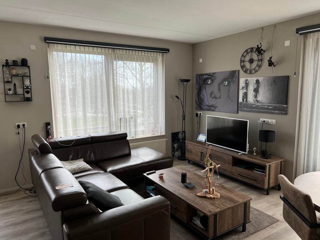 Hoekbank bruin leer, Ophalen, Gebruikt, Vierpersoons of meer, Leer