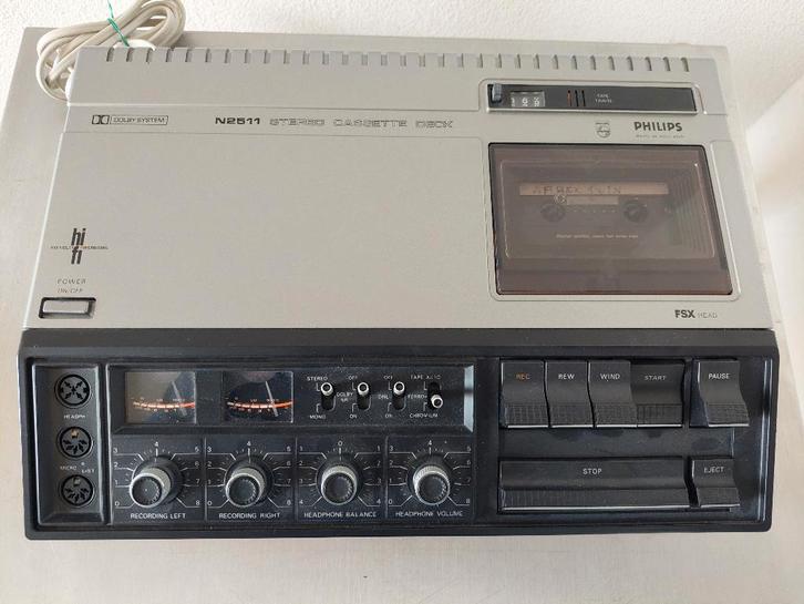 Philips N 2511 cassettedeck, Audio, Tv en Foto, Cassettedecks, Enkel, Philips, Tape counter, Ophalen