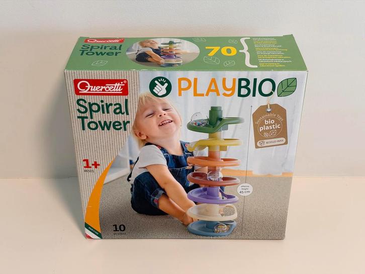 Quercetti Spiral Tower knikkerbaan met 3 rammelknikkers, Kinderen en Baby's, Speelgoed | Babyspeelgoed, Zo goed als nieuw, Overige typen