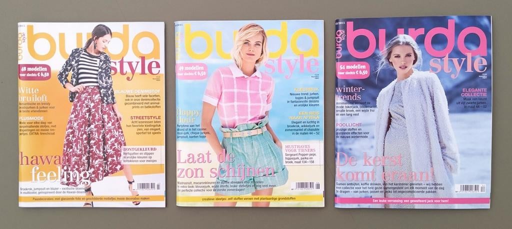Burda Style 2015 - nr 3, 6 en 12, Hobby en Vrije tijd, Kledingpatronen, Overige typen, Vrouw, Zo goed als nieuw, Burda