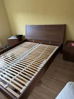 Hele mooie twee persoons bed met nachtkastjes, Huis en Inrichting, Slaapkamer | Bedden, Ophalen, Gebruikt, Bruin, Tweepersoons