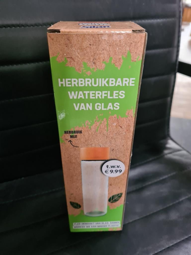 Nieuwe herbruikbare waterfles van glas, Overige typen, Ophalen of Verzenden, Nieuw, Glas