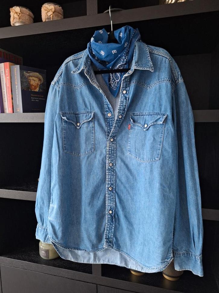Originele vintage Levi Strauss jeans blouse L 38 40 42, Kleding | Dames, Blouses en Tunieken, Zo goed als nieuw, Maat 42/44 (L)