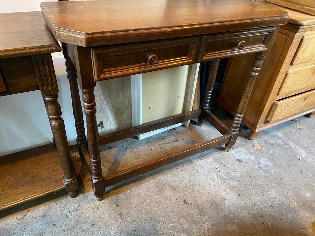 Sidetable donker eiken, Ophalen, 50 tot 100 cm, Zo goed als nieuw, 25 tot 50 cm