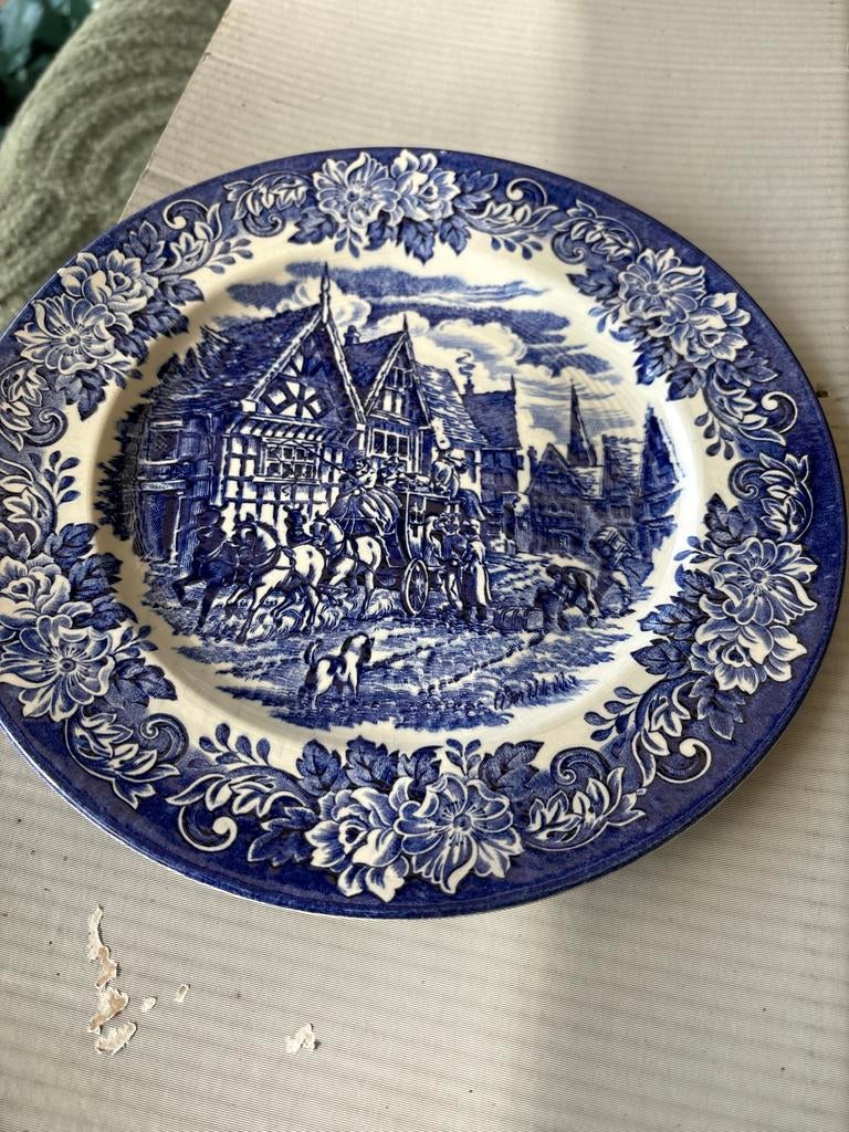 Antiek Dickens Series Engels Ironstone Bord, Ophalen of Verzenden