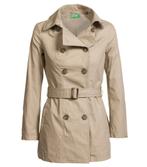 Klassieke beige korte trenchcoat jas van Benetton maat 38, Maat 38/40 (M), Benetton, Beige, Nieuw