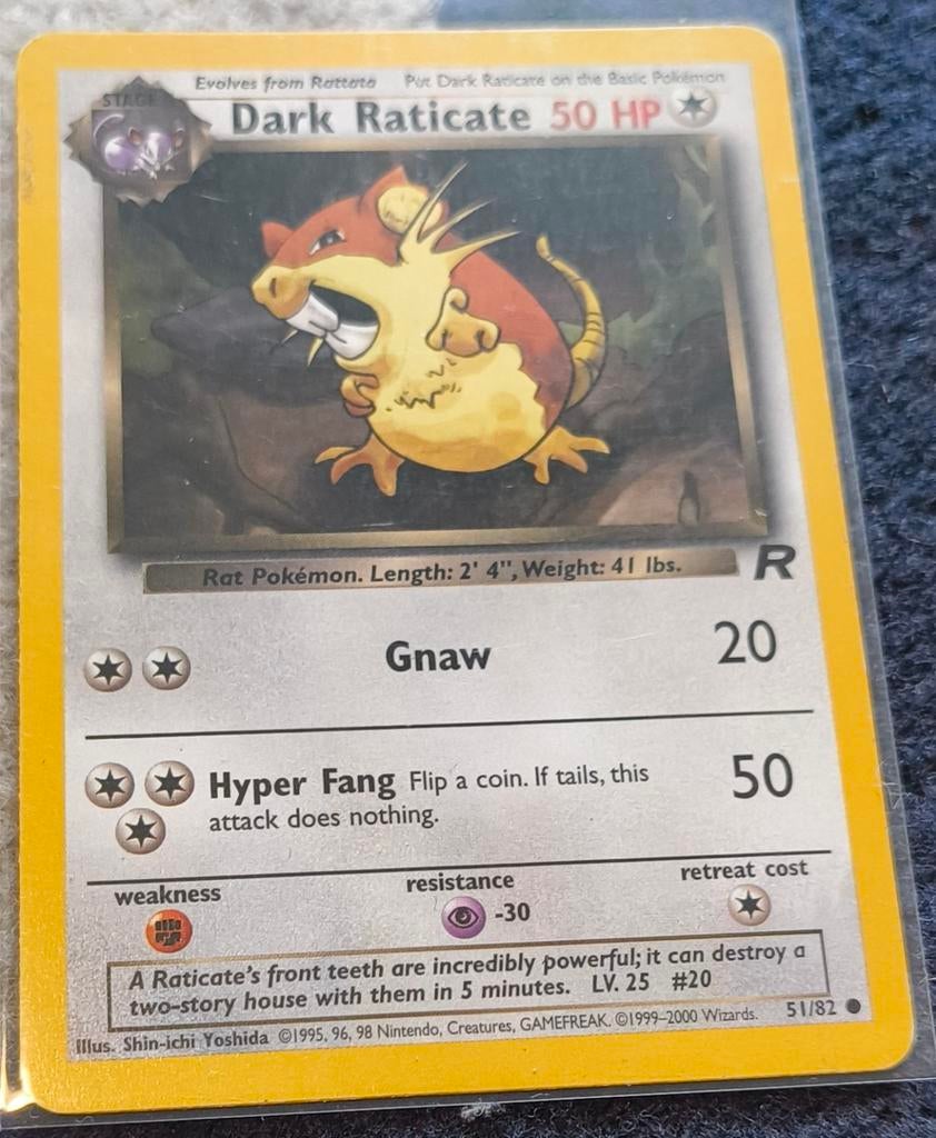 Team Rocket Dark Raticate, Ophalen of Verzenden, Gebruikt, Losse kaart