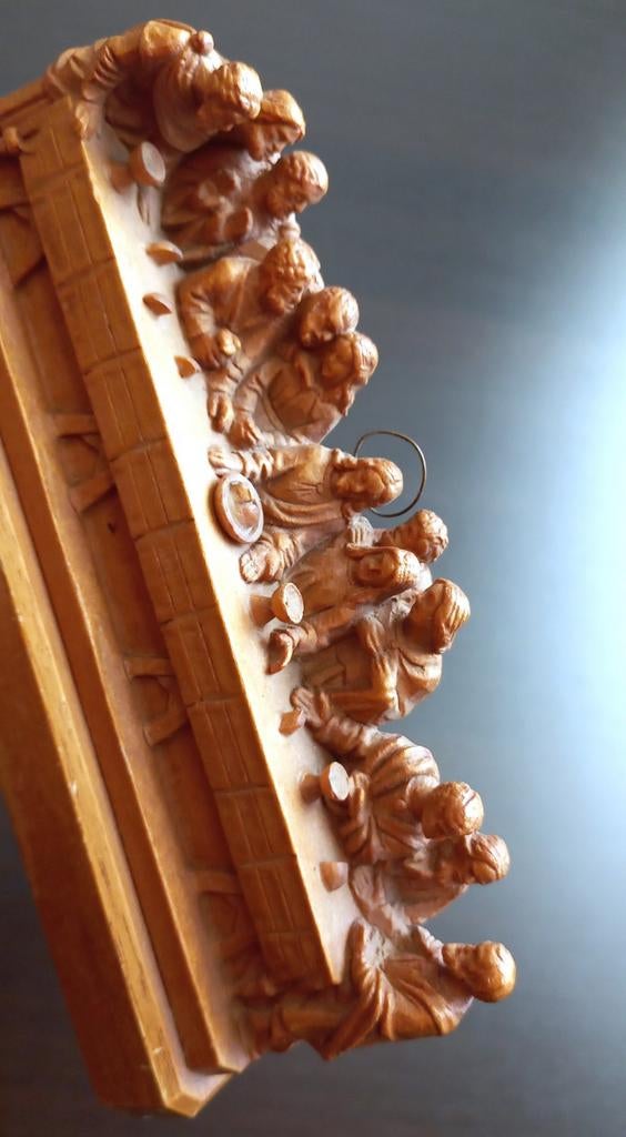 Beeldhouwwerk vintage houten beeldje "Het Laatste Avondmaal", Ophalen of Verzenden