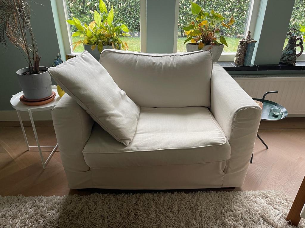 Comfortabele Witte Fauteuil - Zo goed als nieuw, Ophalen, Gebruikt, Stof, 75 tot 100 cm