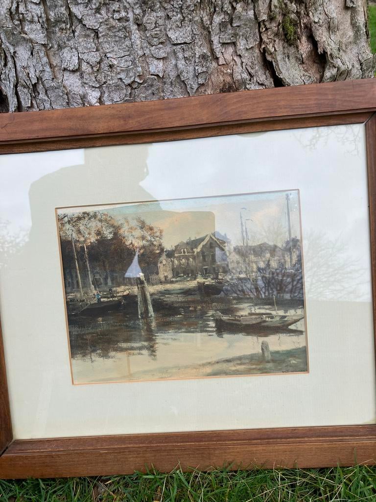 Aquarel WGG. Jansen (1871-1949) - Havenzicht, Antiek en Kunst, Ophalen of Verzenden
