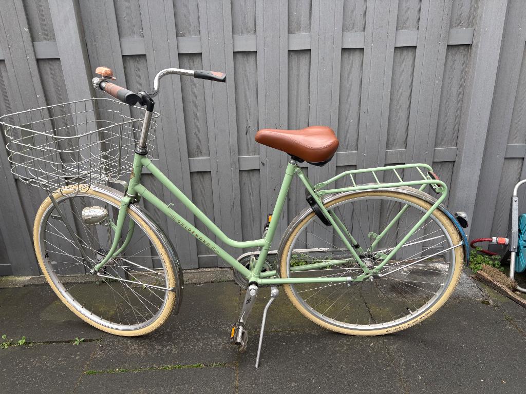 Retro Groene fiets met mandje, Terugtraprem, 53 tot 56 cm, Zo goed als nieuw, Ophalen