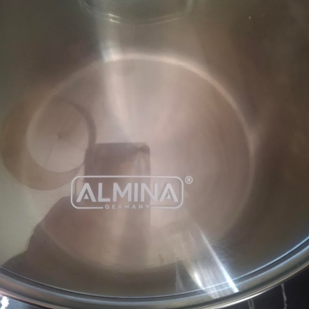 18 liter pan almina, Ophalen of Verzenden, Zo goed als nieuw, Rvs, Kookpan of Snelkookpan