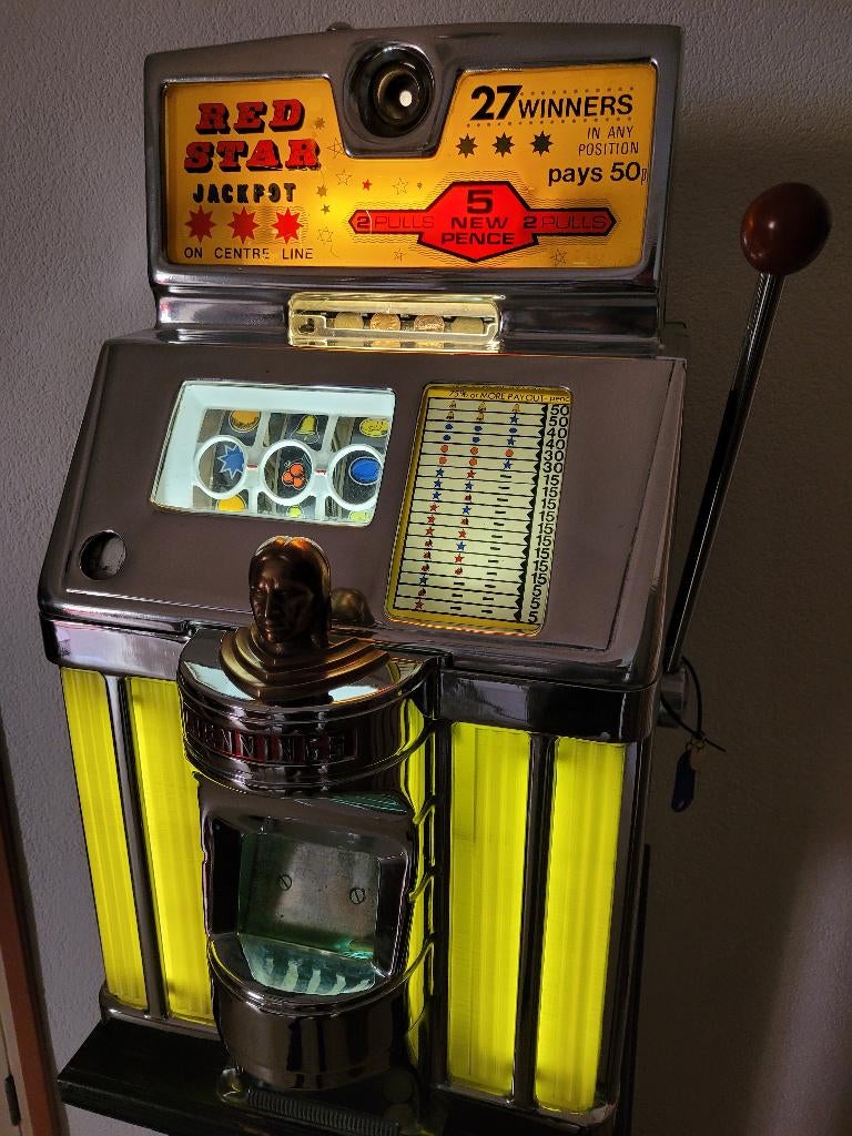 Jennings Red Star gokkast eenarmige bandiet sixties fifties, Euro, Ophalen, Gebruikt