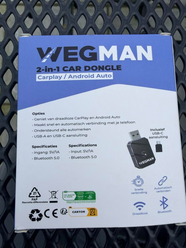 Wegman 2-in-1 Car Dongle Carplay / Android Auto, Ophalen of Verzenden, Nieuw