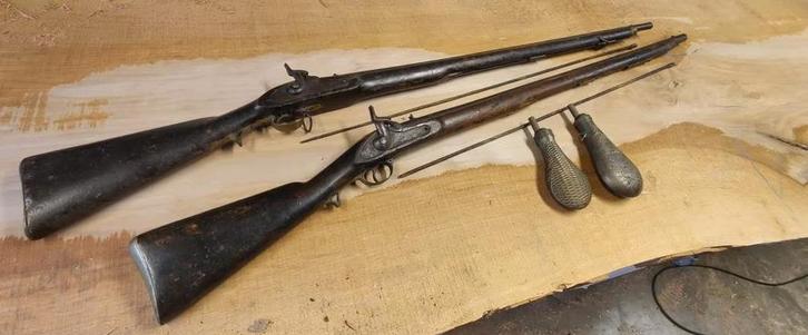 Te ruil/koop: 2 antieke percussie geweren uit 1840-1850, Verzamelen, Militaria | Algemeen, Landmacht, Overige typen, Amerika, Ophalen