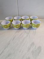 8 hard plastic eierdopjes wit met groen. Stippen motief, Overige materialen, Overige typen, Ophalen of Verzenden, Zo goed als nieuw
