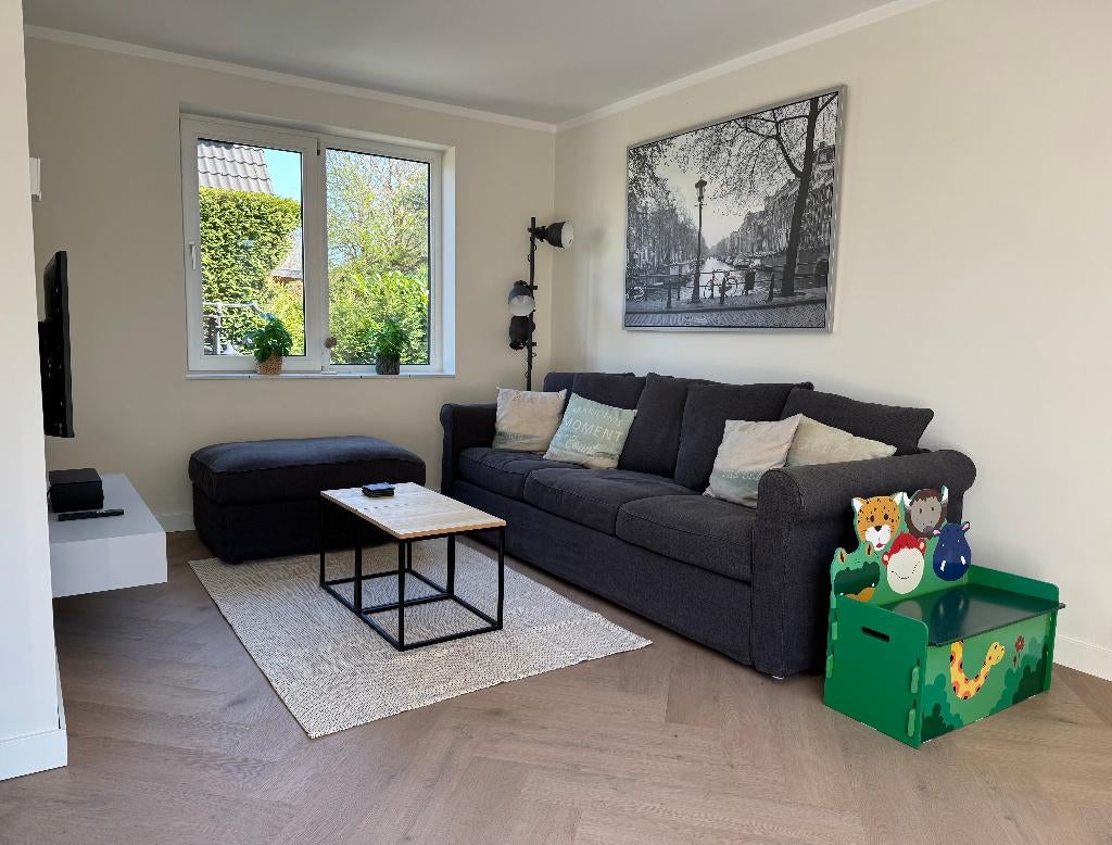 IKEA GRÖNLID 3-zits bank + voetenbank | Donkergrijs, Ophalen, Gebruikt, Loungebank, Driepersoons